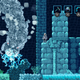 A giant serpent robot swims through some underwater ruins.